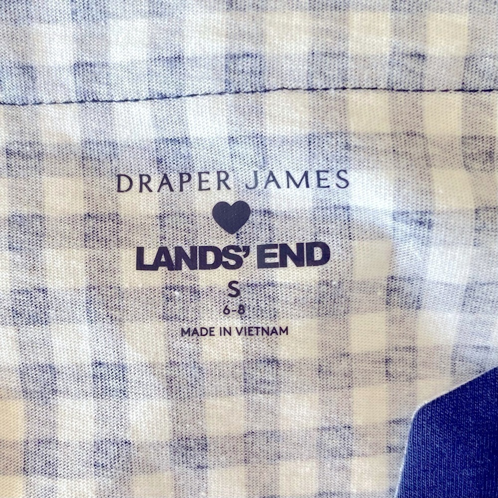 LANDS’ END Dress Draper James Sleeveless Cotton Navy White Gingham Women Size S - Picture 10 of 12